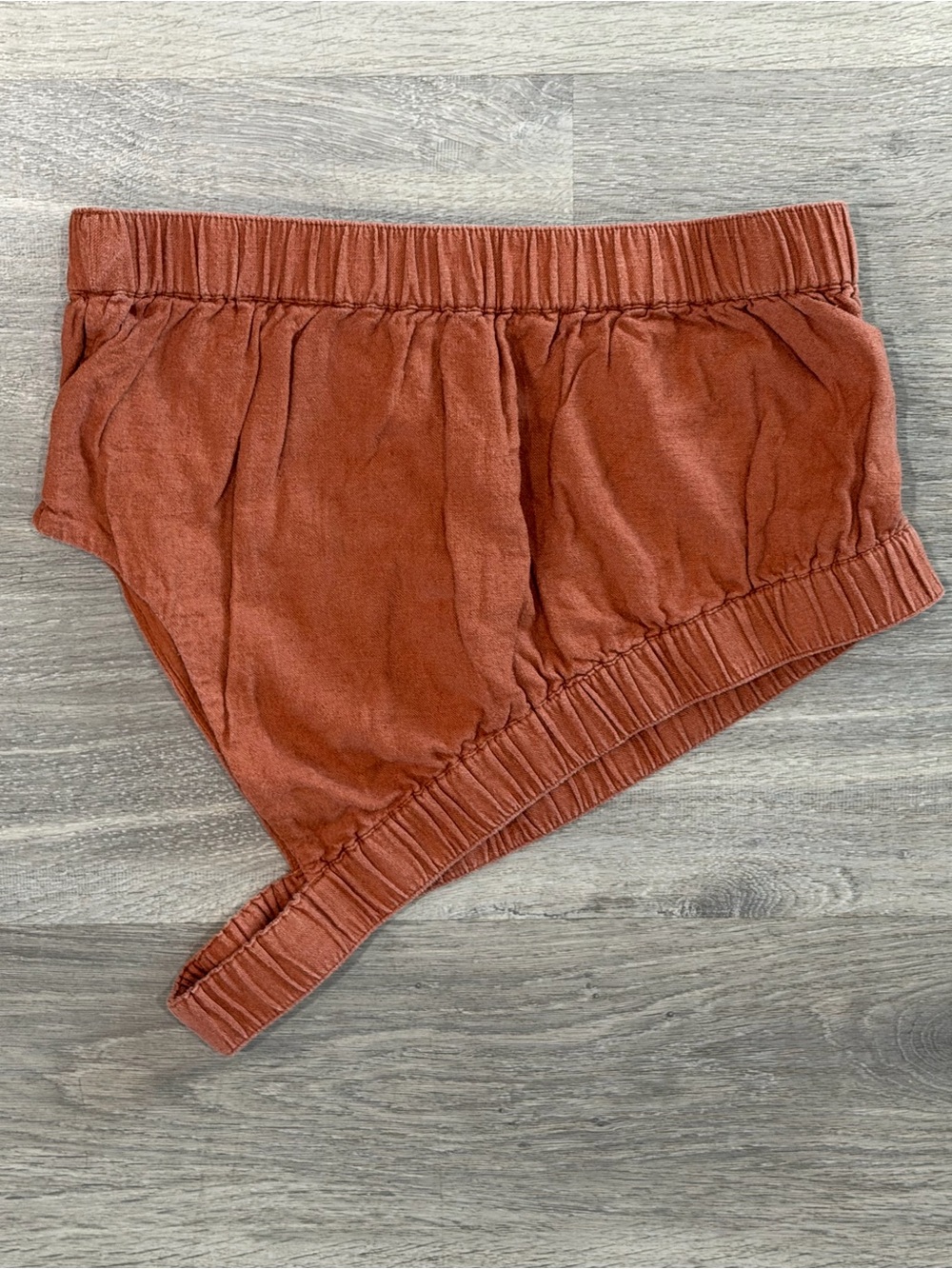 Abercrombie & Fitch Linen Blend One Shoulder Crop Top Rust Terracotta Small - Picture 6 of 6